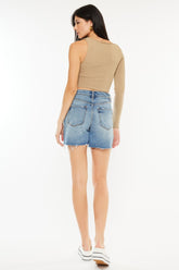 Kancan Full Size Raw Hem High Waist Denim Shorts OutfitFlow